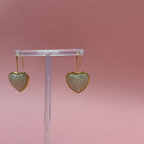 Amber white hearts gold earrings