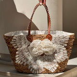 Boho Straw Bag | White