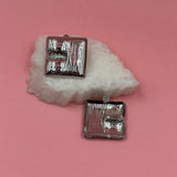 Square silver earrings