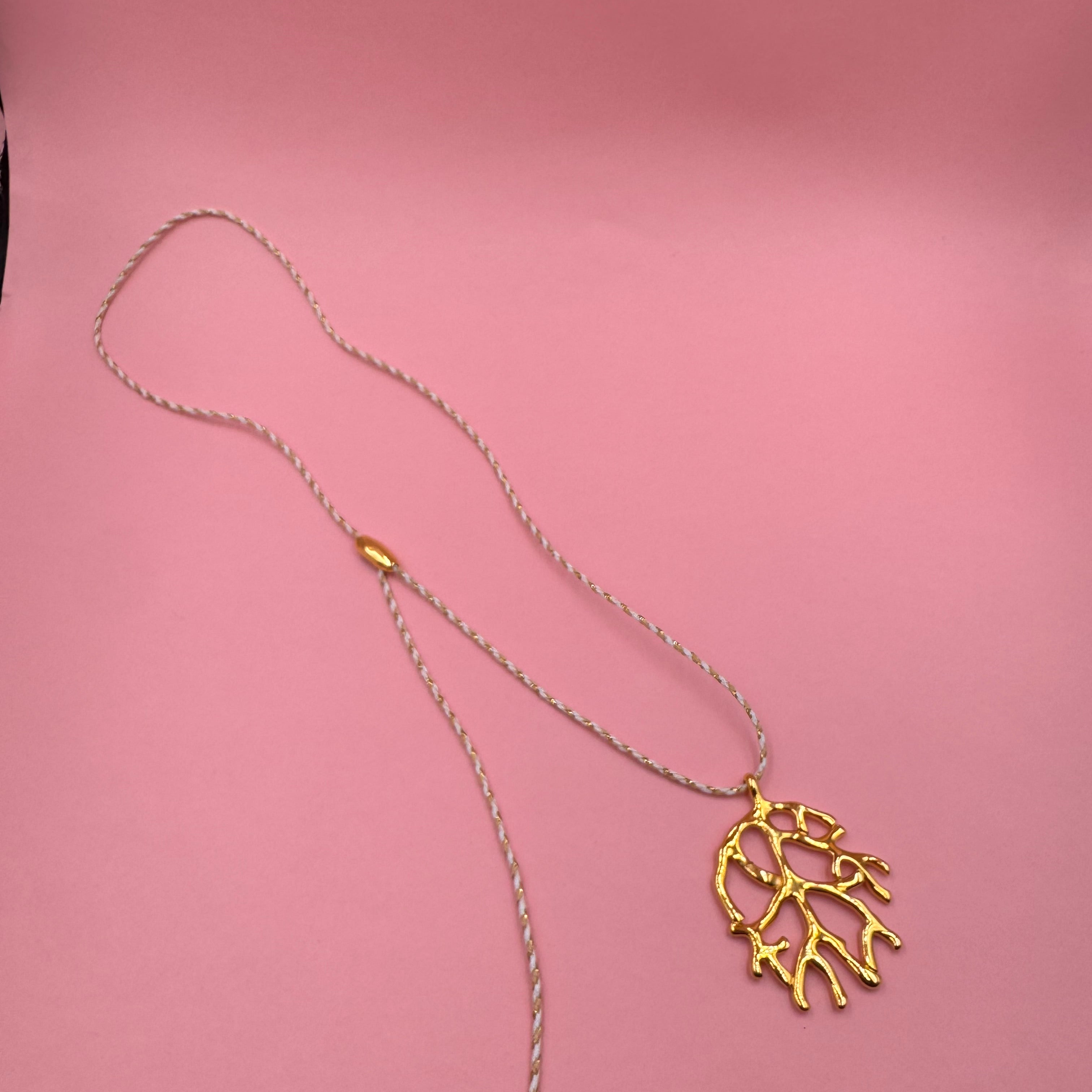Coral Lariat | Gold Necklace