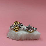 Onyx gold & silver earrings