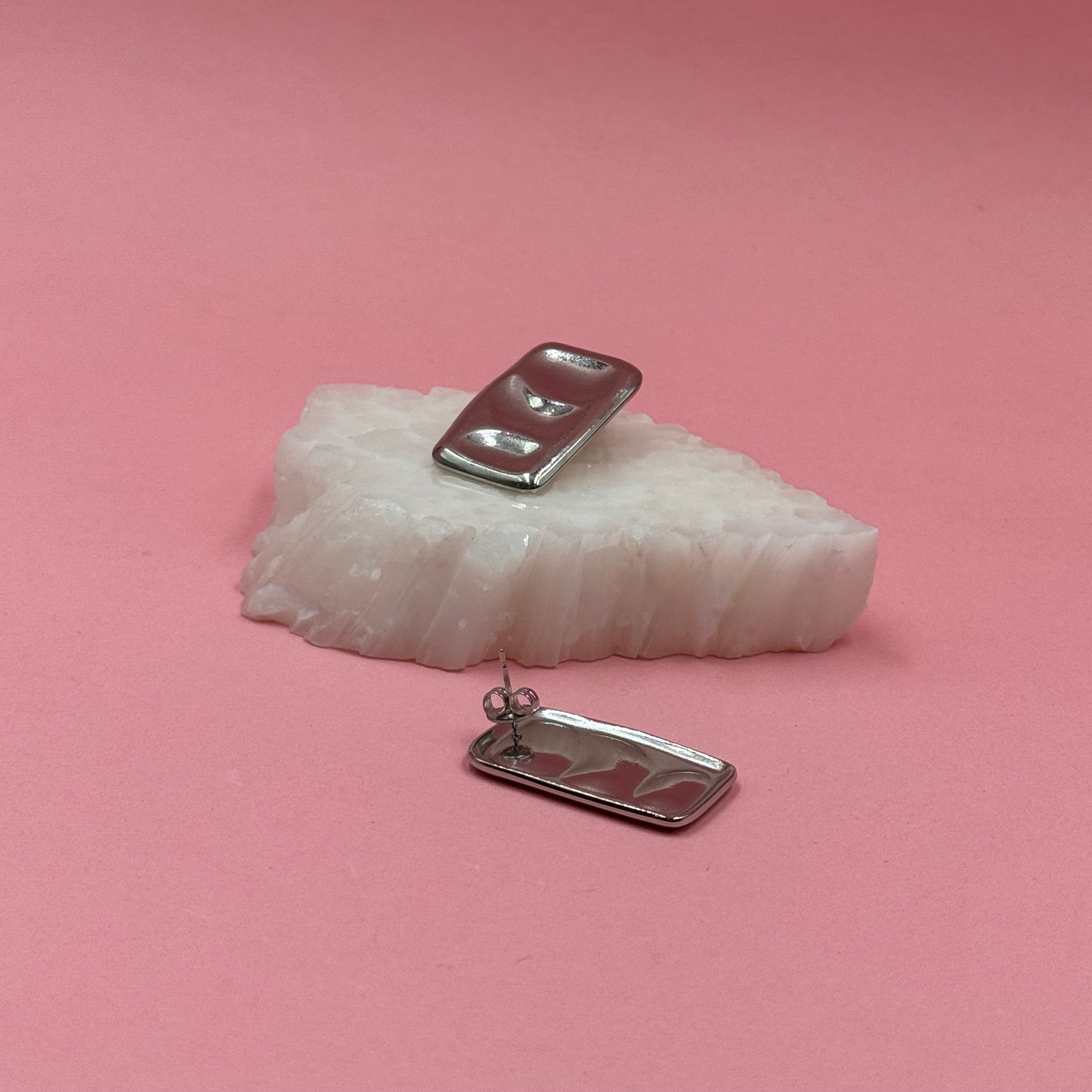 Flux silver earrings