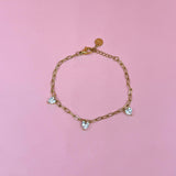 Zircon hearts gold bracelet
