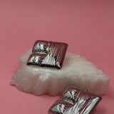 Square silver earrings