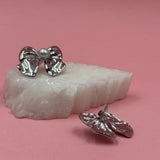 Pearl bow silver earrings