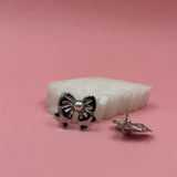 Pearl bow silver earrings