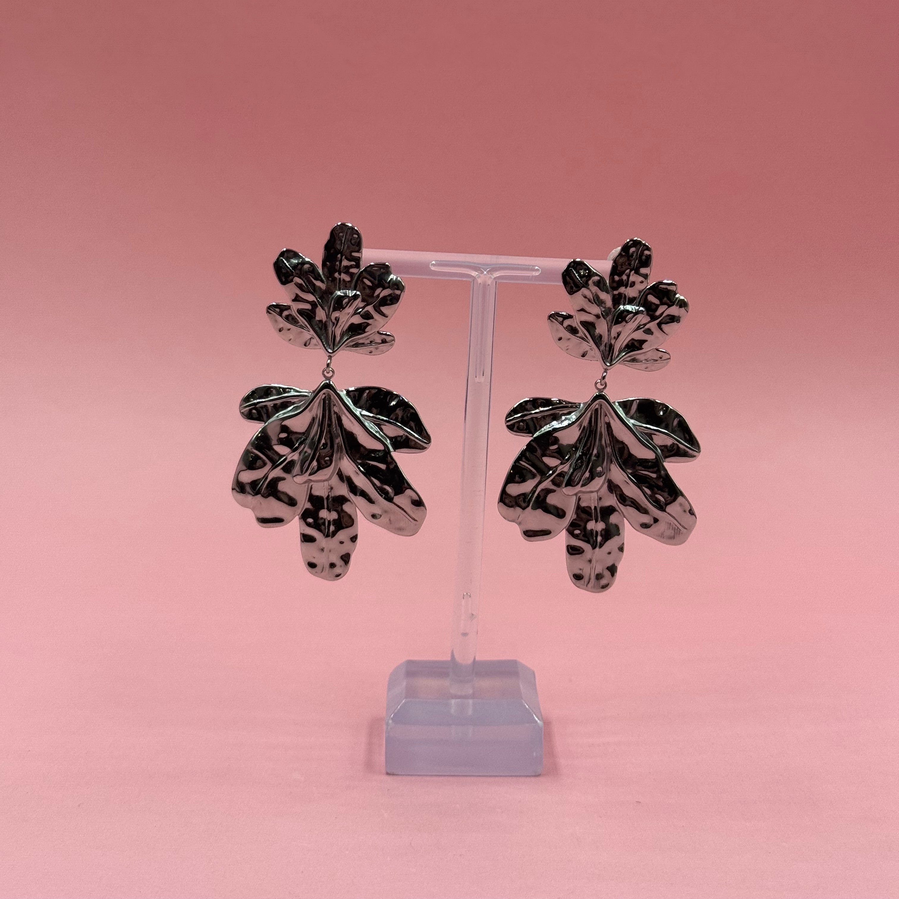 Coral silver earrings