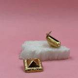 Bold square gold earrings