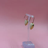 Amber white hearts gold earrings