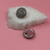 Halo strass mini silver earrings