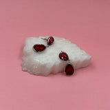 Red & pink silver earrings