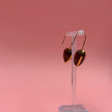 Amber hearts gold earrings