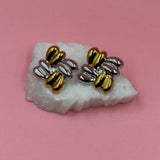 Onyx gold & silver earrings