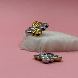 Onyx gold & silver earrings