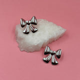 Bow silver earrings