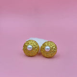 Vintage pearl gold earrings