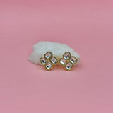 Glam rhombus gold earrings