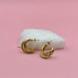Triple hoops gold earrings