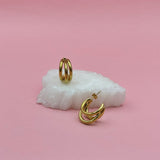 Triple hoops gold earrings
